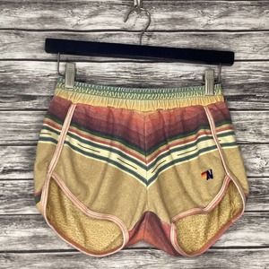Aviator Nation Fleece Shorts Womens XS Tulum Rainbow Jogger Serape Stripe